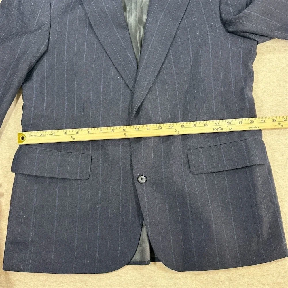 Palm Beach Blazer Mens 42REG 36W Blue Pinstripe 2-Button Notch Lapel Fully Lined